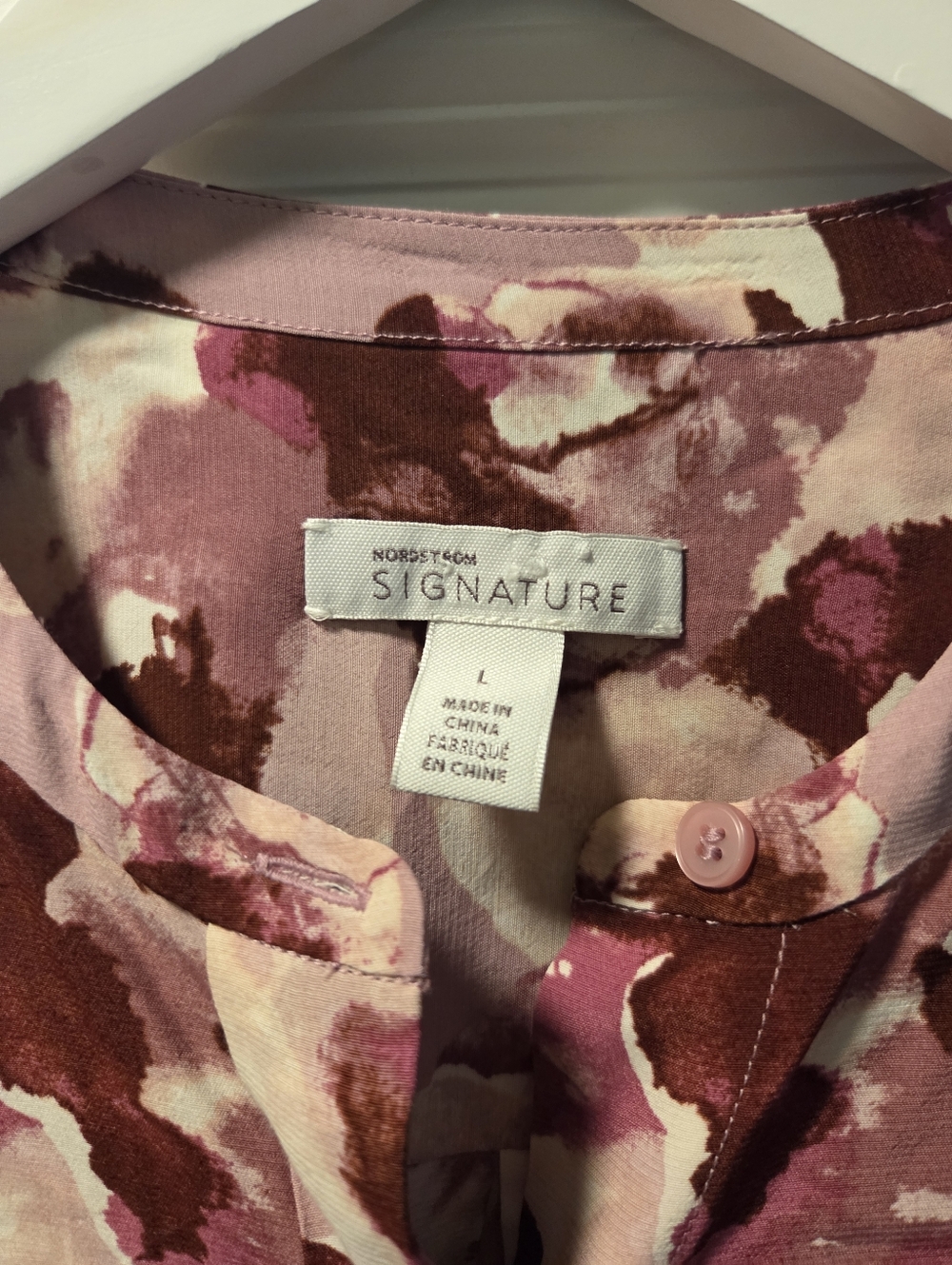 Nordstrom Signature Blouse Pink Mauve Floral NWT $169 Long Sleeve L - Picture 4 of 7